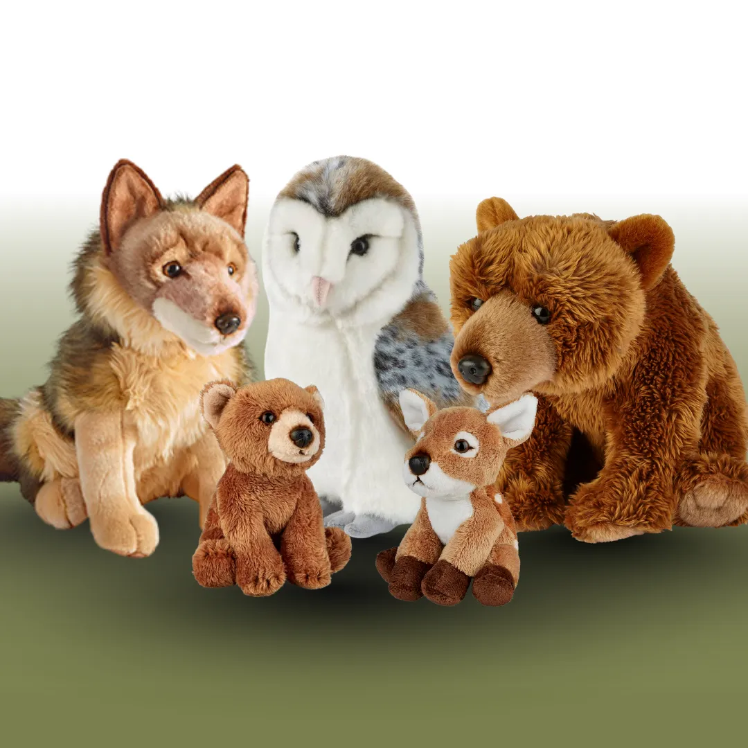 Black bear teddy and racoon puppet